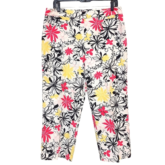 Oscar de la Renta Pants - Oscar by Oscar De La Renta Vibrant Floral Capri Pants size 12